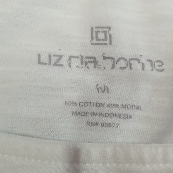 🎁5/$25 Liz Claiborne Shirt Womens Medium Ruffled Sleeveless Top White Gym - Picture 2 of 9